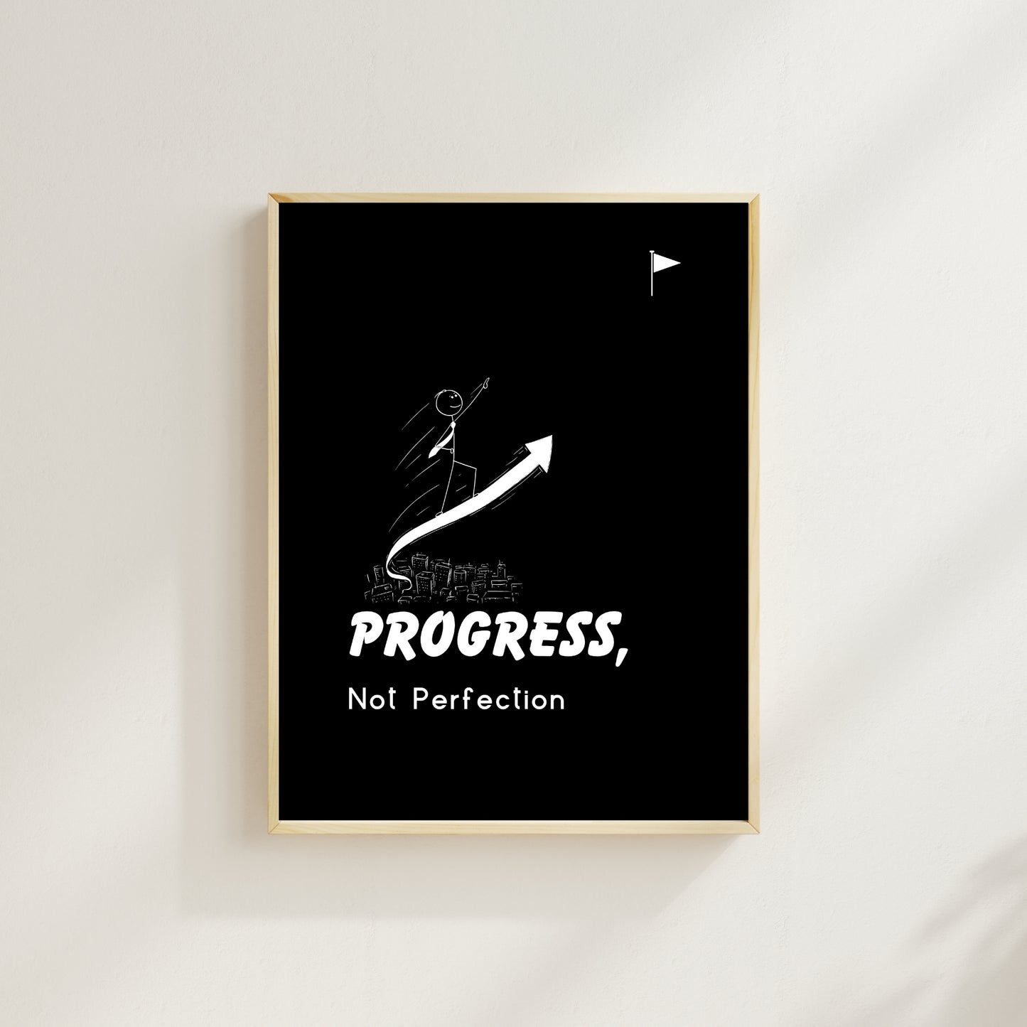 Progress Not Perfection Wall Art | Growth Mindset Quote Print | Modern Home Décor