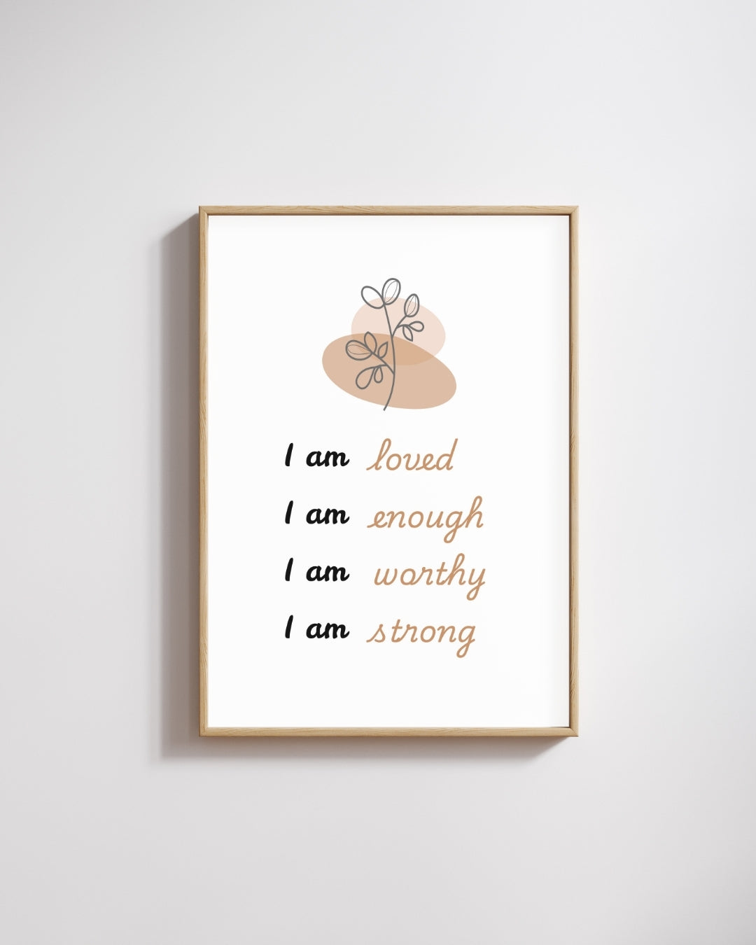 I Am Loved, Enough, Worthy, Strong – Affirmation Wall Art Print