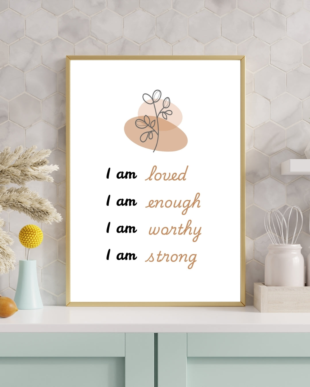 I Am Loved, Enough, Worthy, Strong – Affirmation Wall Art Print