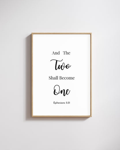 The Two Shall Become One – Ephesians 5:31 Bible Verse Wall Art