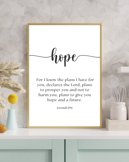 Hope – Jeremiah 29:11 Bible Verse Wall Art Print