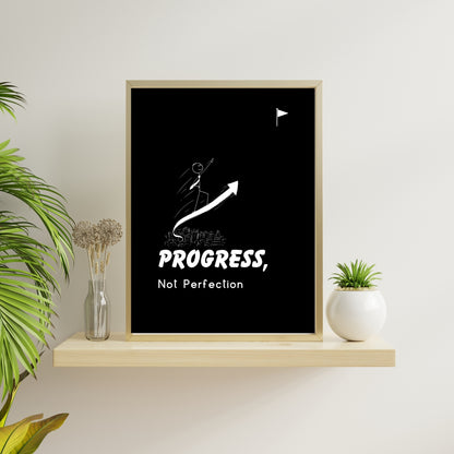 Progress Not Perfection Wall Art | Growth Mindset Quote Print | Modern Home Décor