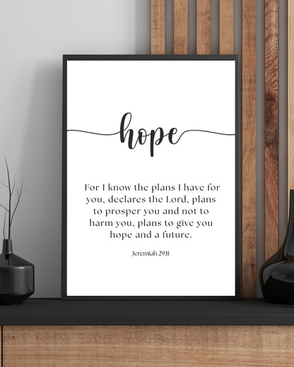 Hope – Jeremiah 29:11 Bible Verse Wall Art Print