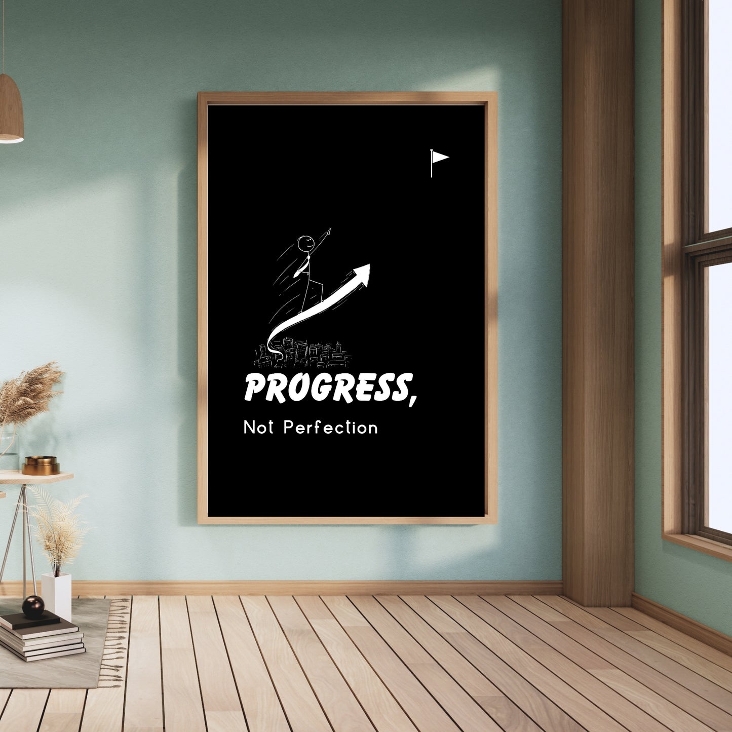 Progress Not Perfection Wall Art | Growth Mindset Quote Print | Modern Home Décor