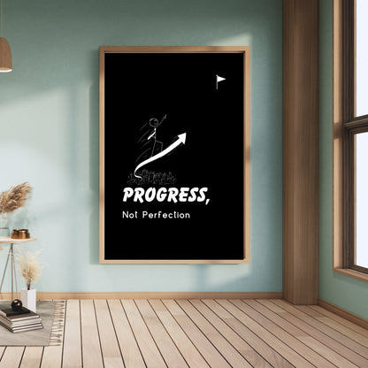 Progress Not Perfection Wall Art | Growth Mindset Quote Print | Modern Home Décor