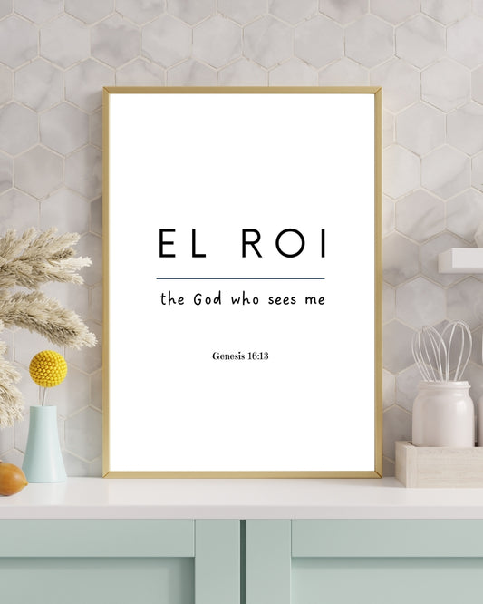 El Roi – The God Who Sees Me | Genesis 16:13 Bible Verse Wall Art