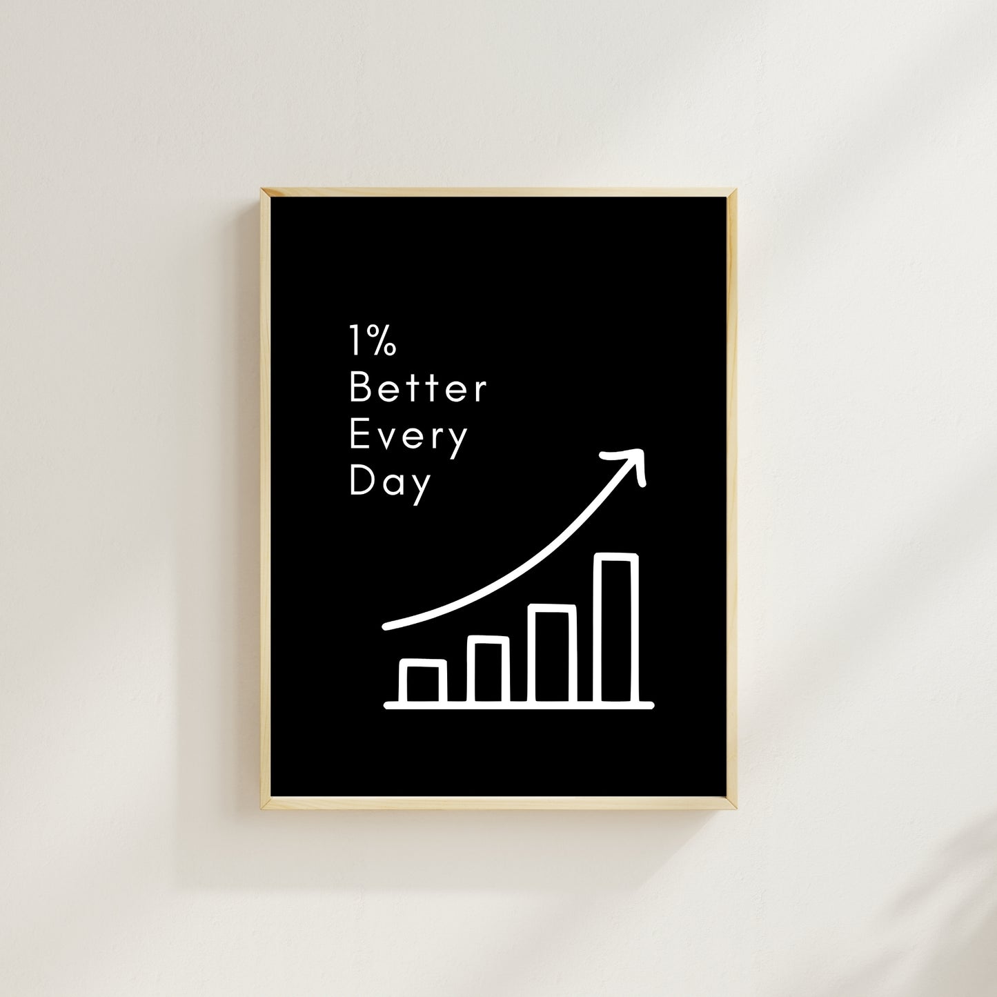 1% Better Every Day Wall Art | Motivational Quote Print | Modern Productivity Décor