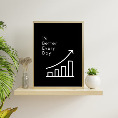 1% Better Every Day Wall Art | Motivational Quote Print | Modern Productivity Décor