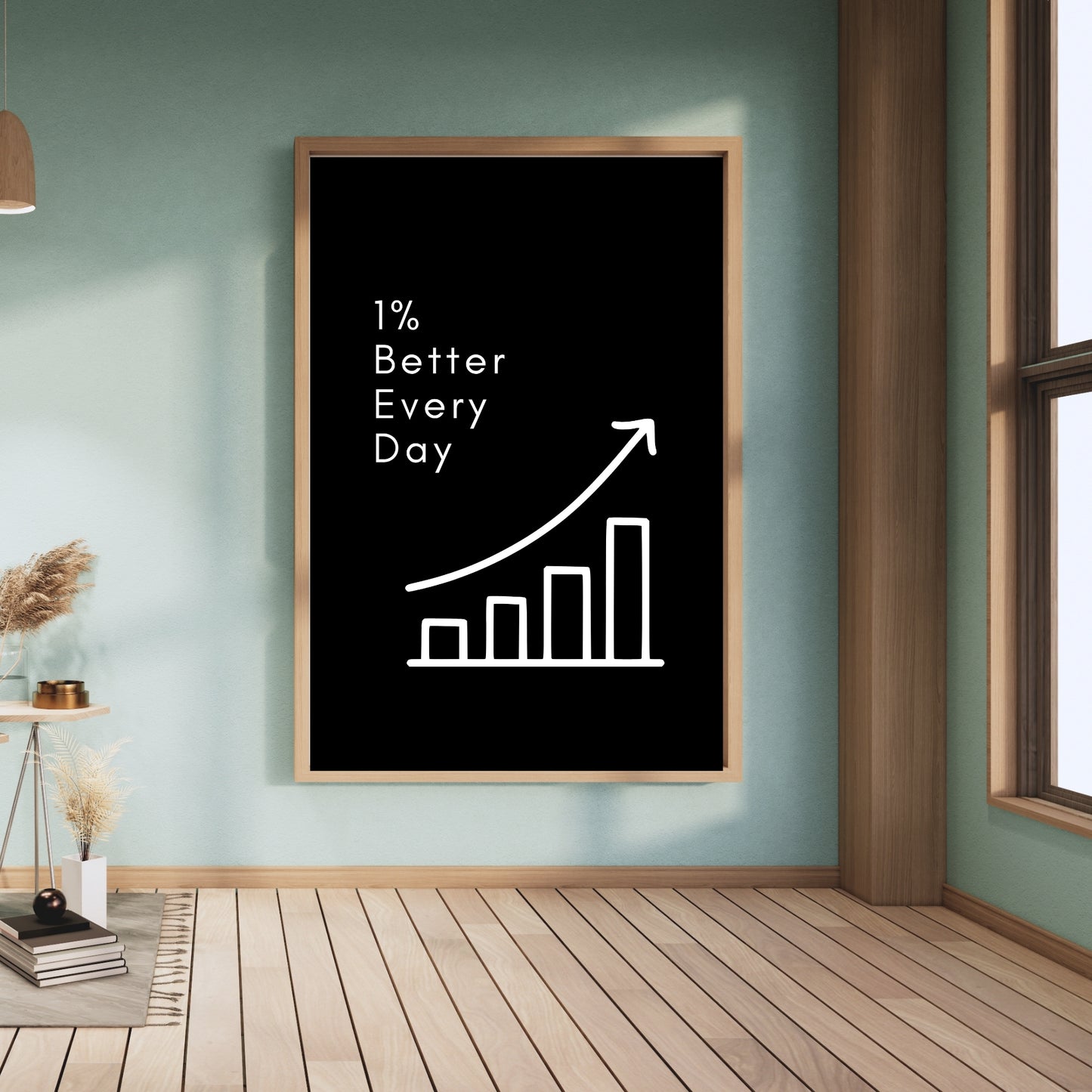 1% Better Every Day Wall Art | Motivational Quote Print | Modern Productivity Décor