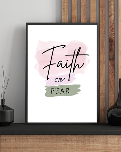 Faith Over Fear – Christian Wall Art | Inspirational Bible Verse Print | Scripture Home Décor