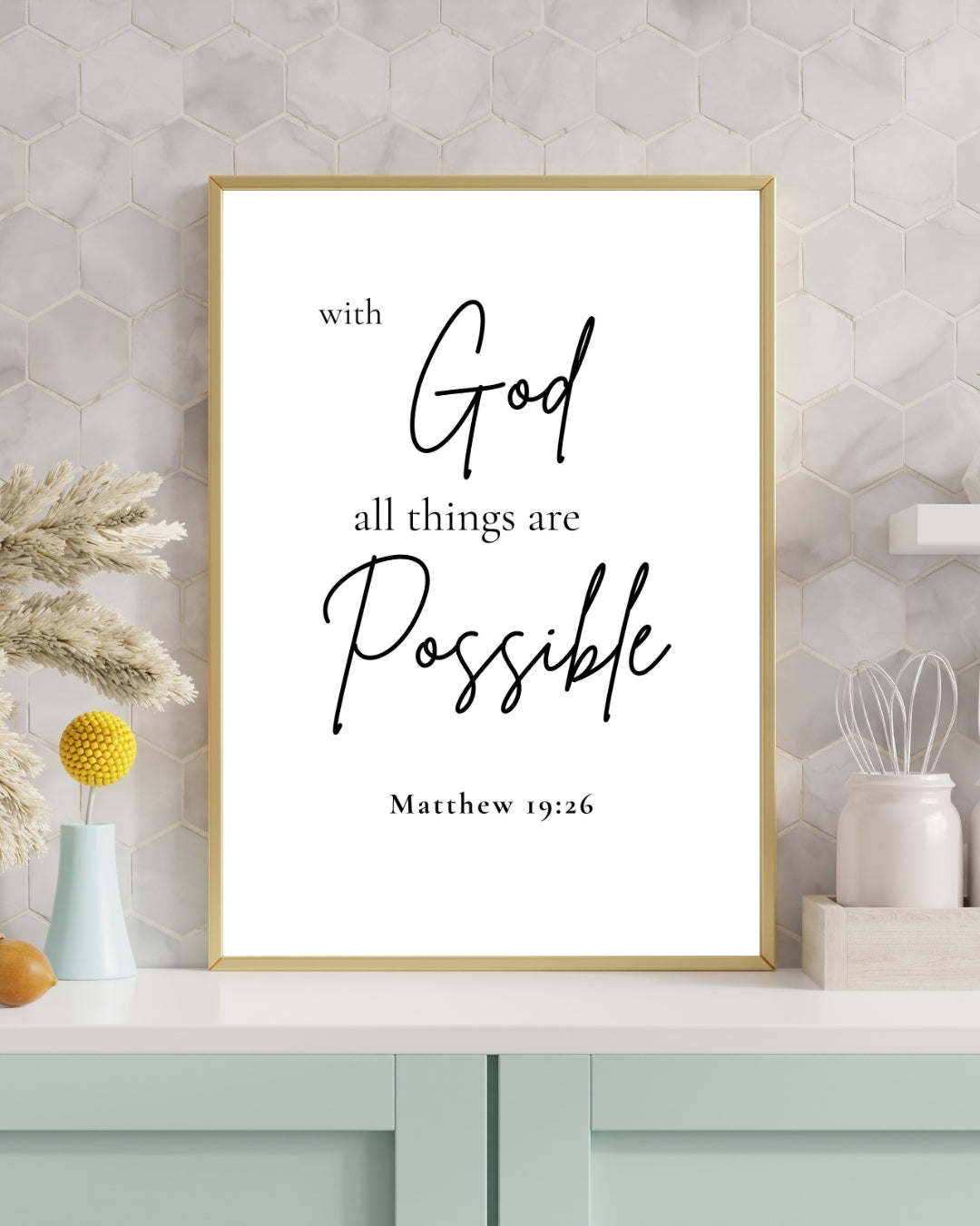 With God All Things Are Possible – Bible Verse Wall Art (Matthew 19:26)
