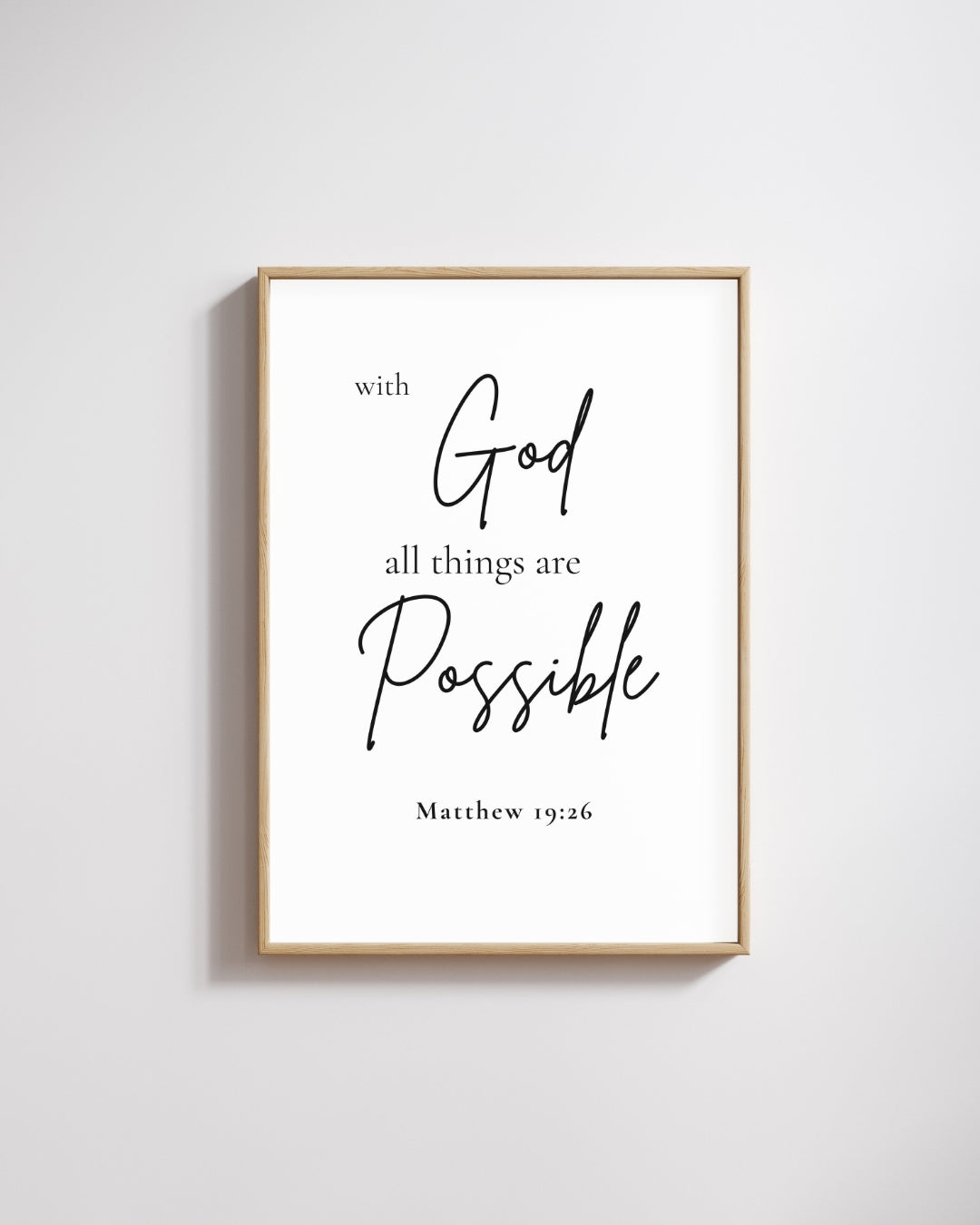 With God All Things Are Possible – Bible Verse Wall Art (Matthew 19:26)
