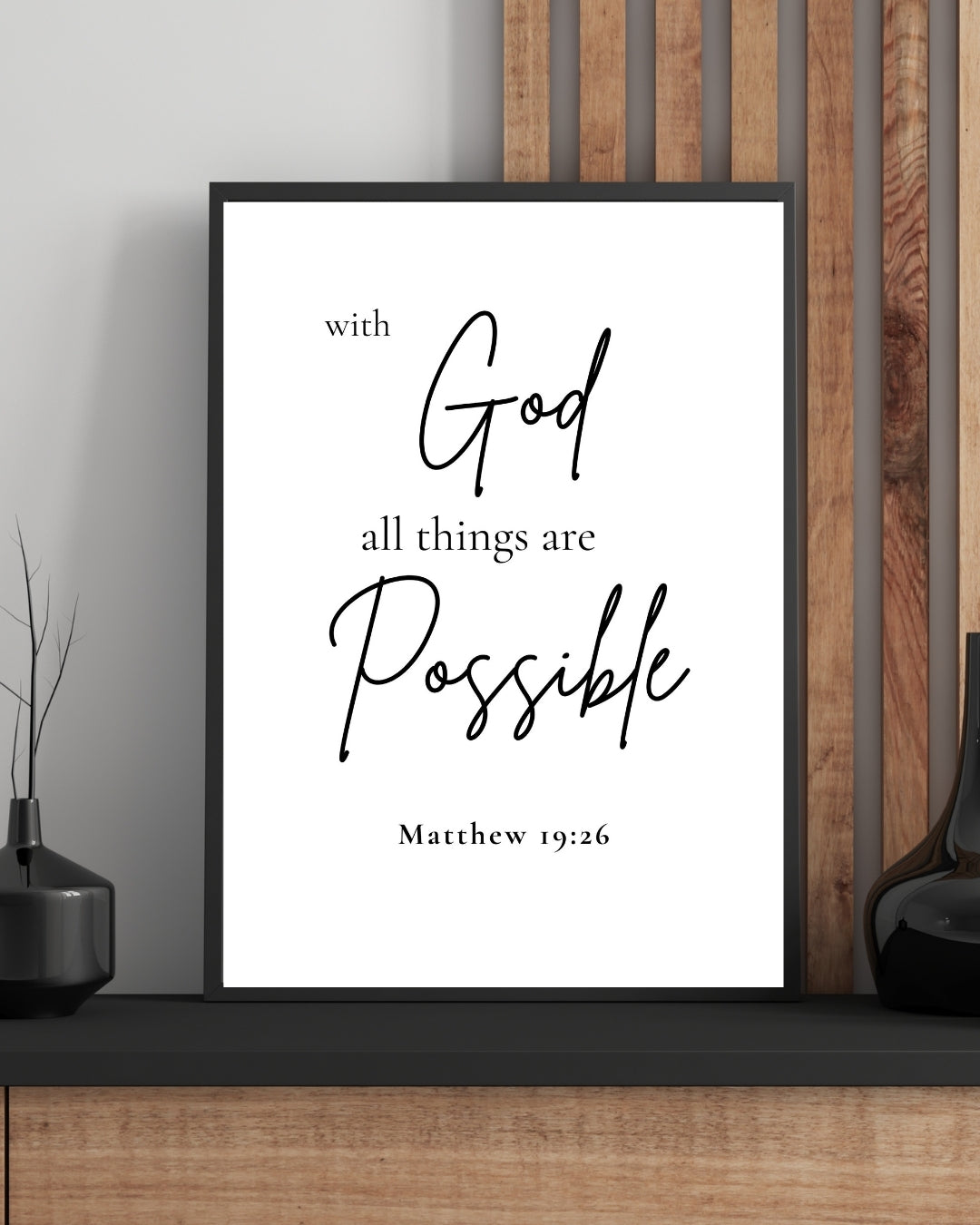 With God All Things Are Possible – Bible Verse Wall Art (Matthew 19:26)