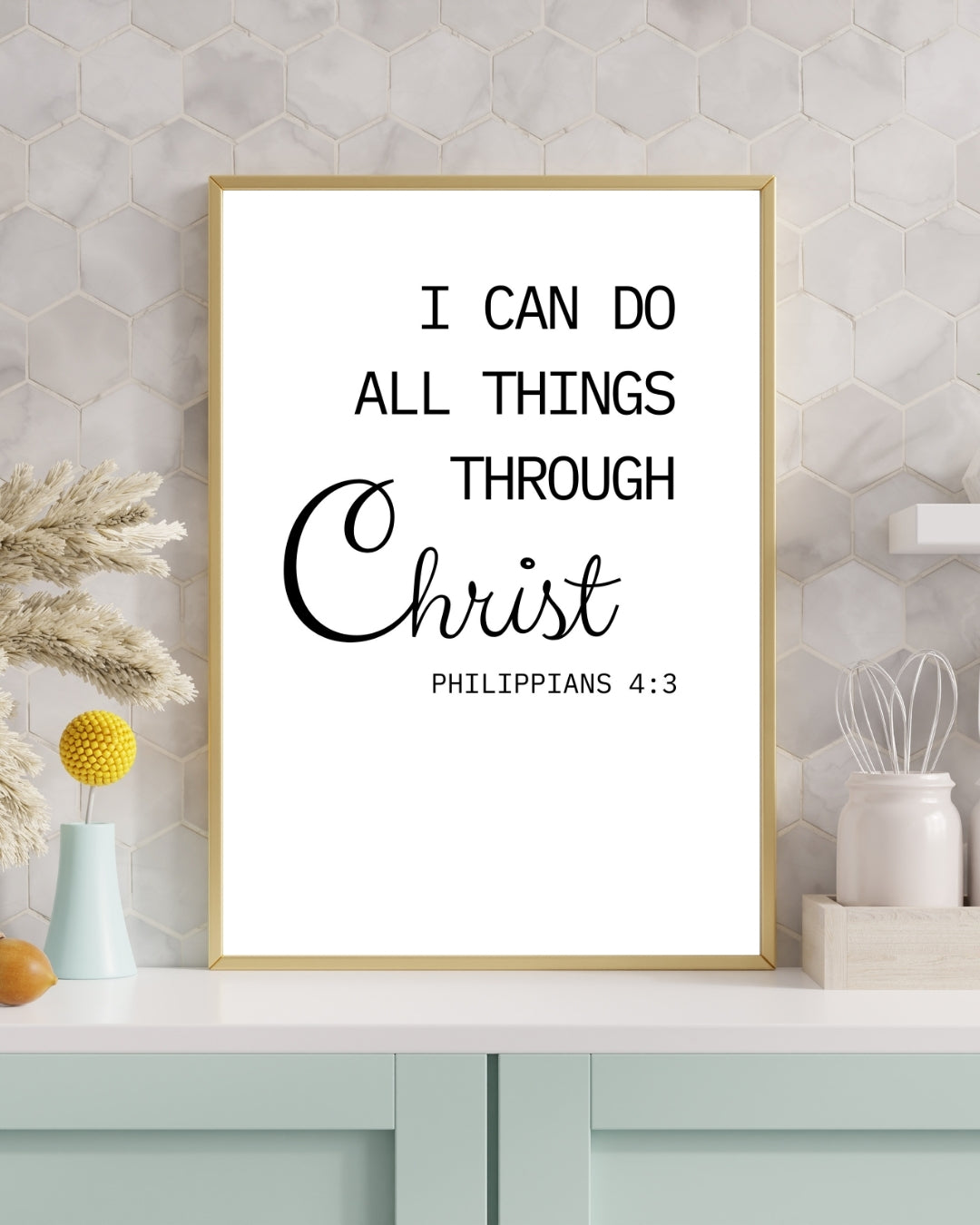 I Can Do All Things Through Christ Wall Art | Philippians 4:13 Bible Verse Print | Christian Home Décor