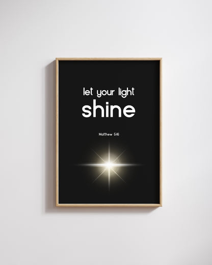 Let Your Light Shine Wall Art | Matthew 5:16 Bible Verse Print | Christian Inspirational Home Décor