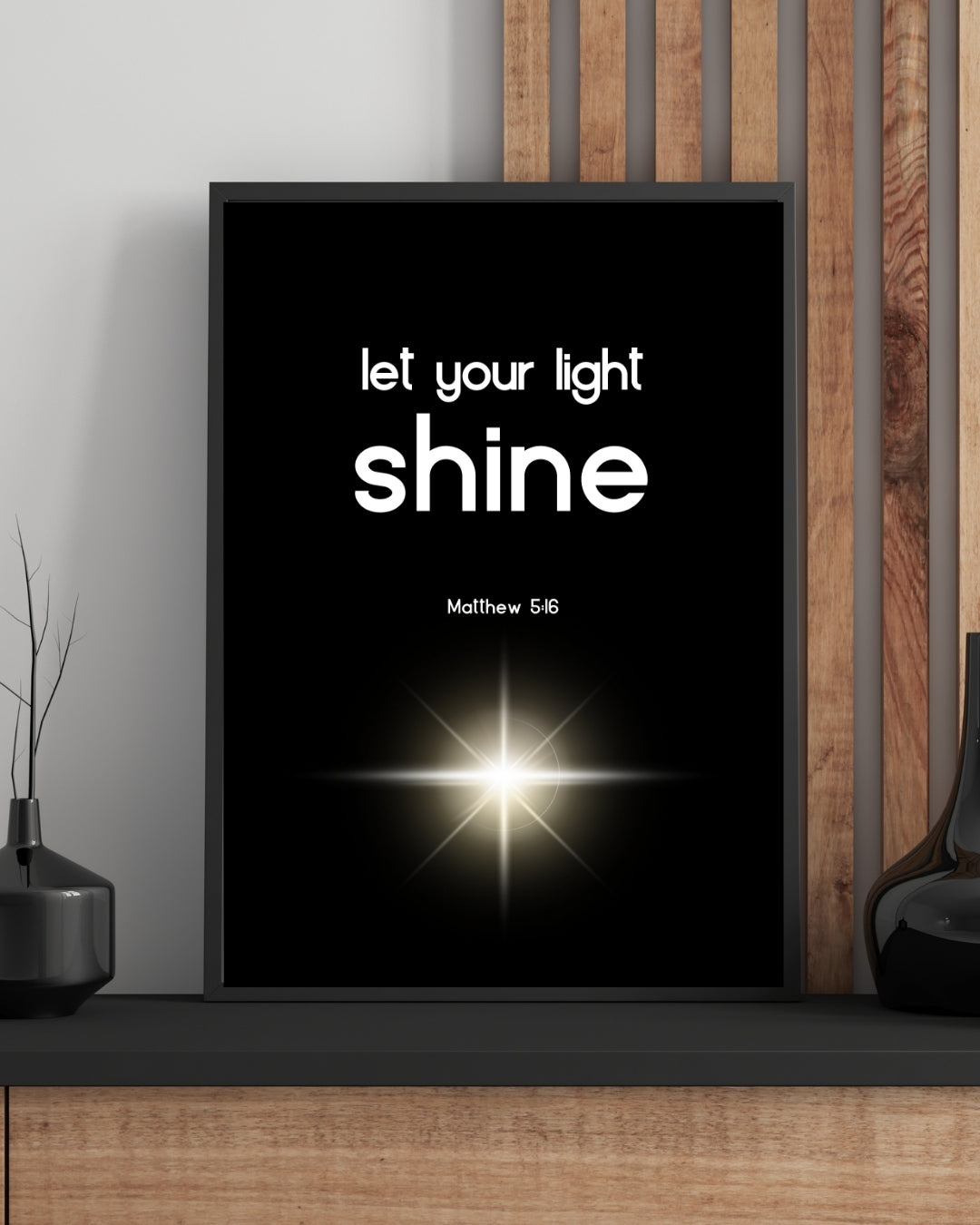 Let Your Light Shine Wall Art | Matthew 5:16 Bible Verse Print | Christian Inspirational Home Décor