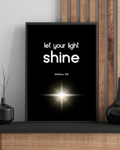 Let Your Light Shine Wall Art | Matthew 5:16 Bible Verse Print | Christian Inspirational Home Décor