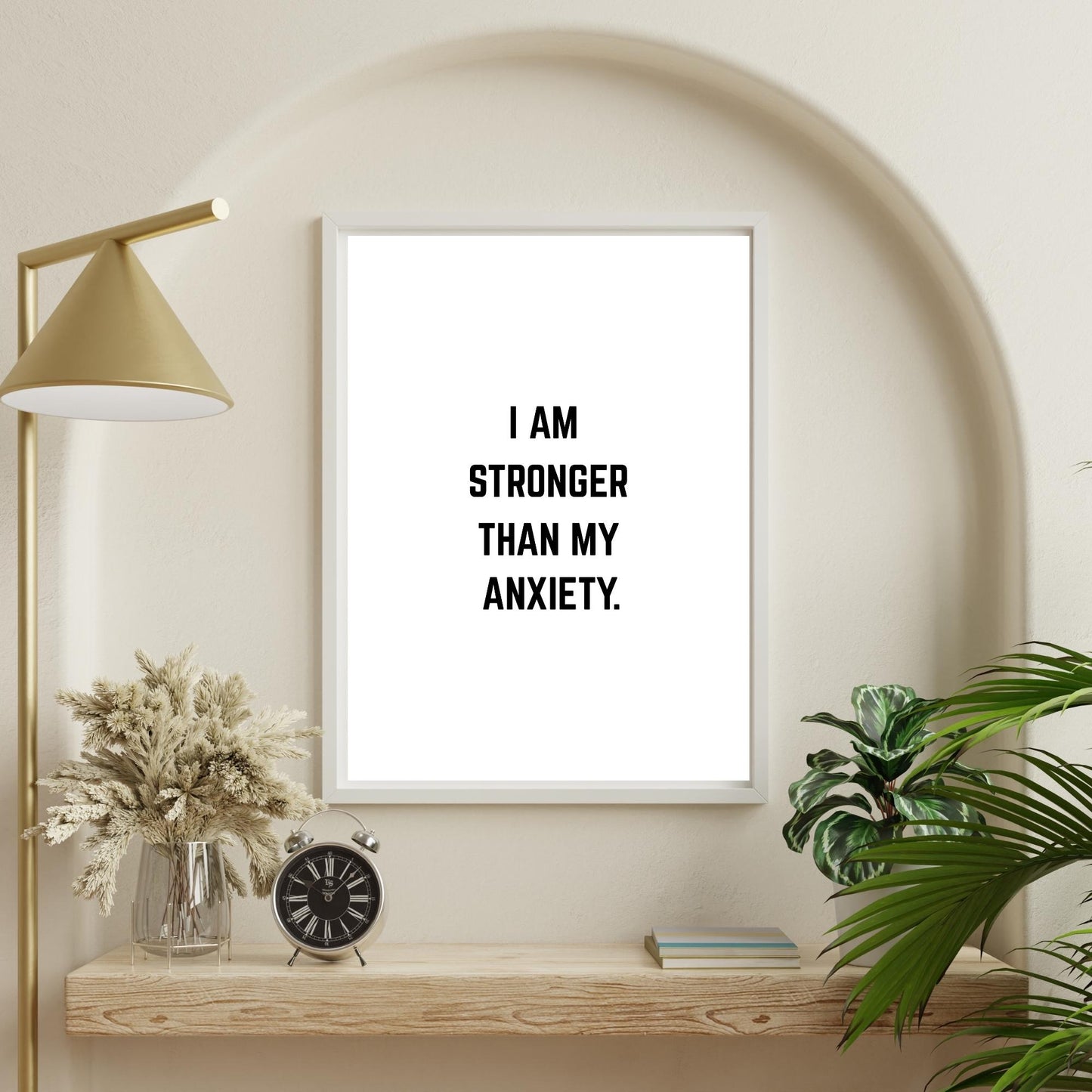 I Am Stronger Than My Anxiety Wall Art – Mental Health Affirmation Print – Motivational Minimalist Home Decor – Positive Mindset Poster
