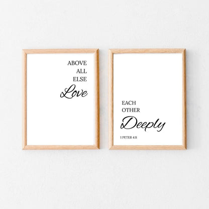 Above All Else Love Each Other Deeply Wall Art Print – 1 Peter 4:8 Scripture Quote| Christian Bible Verse Decor