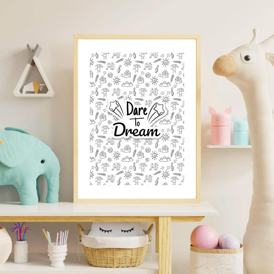 Dare to Dream – Kids Room Inspirational Wall Art Print