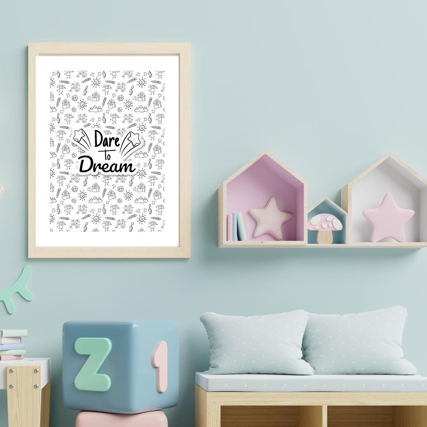 Dare to Dream – Kids Room Inspirational Wall Art Print