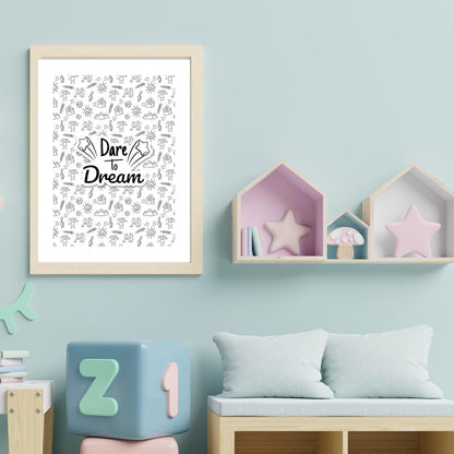 Dare to Dream – Kids Room Inspirational Wall Art Print
